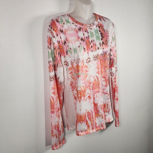 Salt Life Womens Uvapor Shirt Large Multi Palm Tree Print SLX Performance Beach - Picture 4 of 10